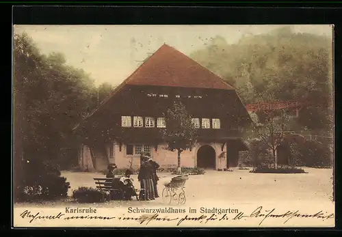 AK Karlsruhe, Gasthof Schwarzwaldhaus im Stadtgarten