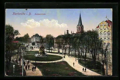 AK Karlsruhe i. B., Partie im Kaiserplatz