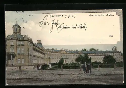 AK Karlsruhe, Grossherzogl. Schloss, Frontansicht