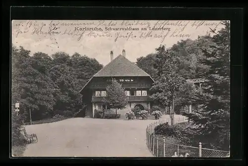 AK Karlsruhe, Gasthof Schwarzwaldhaus mit Zufahrt