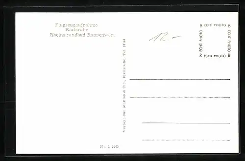 AK Karlsruhe, Rheinstadtbad Rappenwört, Fliegeraufnahme