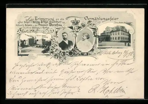 AK Vermählungsfeier Hoheit Herzog Ernst Günther zu Schleswig-Holstein u. Prinzessin Dorothea zu Sachsen-Coburg u. Gotha