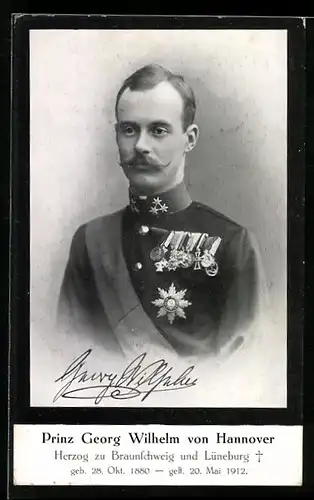 AK Prinz Georg Wilhelm von Hannover, geb. 28.10.1880, gest. 20.5.1912