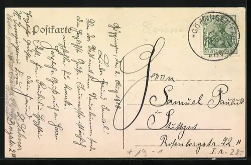 AK Göppingen, Christofsbad mit Partie a. d. Fils im Geldschein, Passepartout