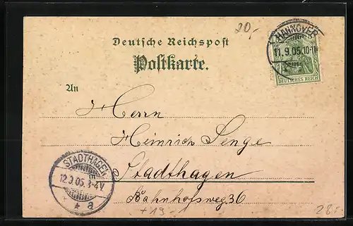 AK Hannover, Flusswasserkunst, Geldscheine und Briefmarken