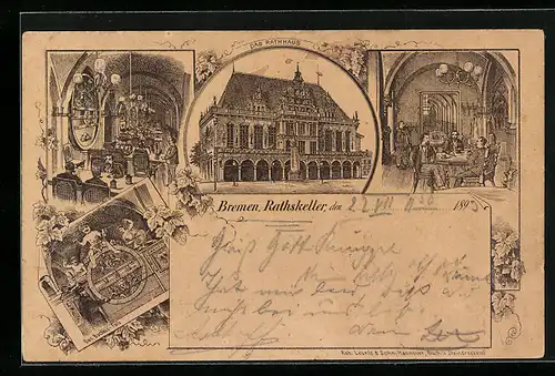 Lithographie Bremen, Gasthaus Rathskeller im Rathaus