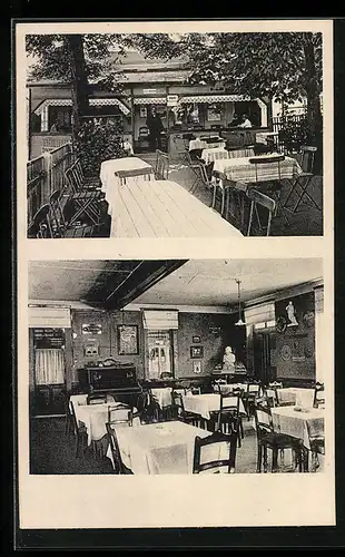 AK Gohrisch /Sächs. Schweiz, Gasthaus zur Erholung P. Nowka mit Garten und Innenansicht