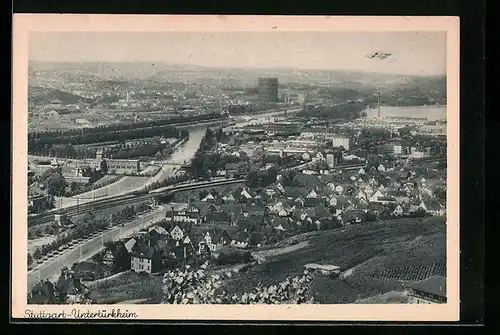 AK Stuttgart-Untertürkheim, Ortsansicht aus der Vogelschau