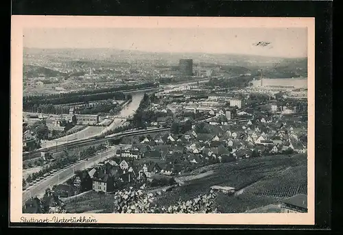 AK Stuttgart-Untertürkheim, Ortsansicht aus der Vogelschau