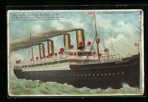 AK Schnelldampfer Deutschland in voller Fahrt