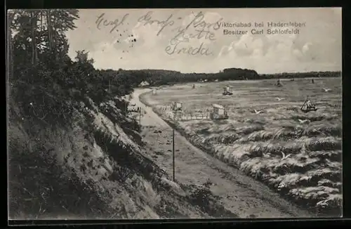 AK Hadersleben, Strand am Viktoriabad von Carl Schlotfeldt