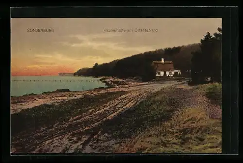 AK Sonderburg, Fischerhütte am Ostseestrand