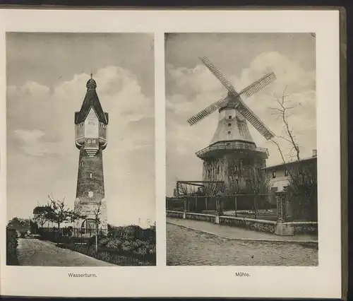 Fotoalbum 20 Lichtdrucke, Ansicht Kappeln / Schlei, Windmühle, Aufnahme aus einem Luftschiff, Wasserturm, Hafen u.a.