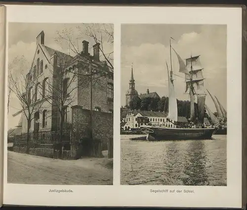 Fotoalbum 20 Lichtdrucke, Ansicht Kappeln / Schlei, Windmühle, Aufnahme aus einem Luftschiff, Wasserturm, Hafen u.a.