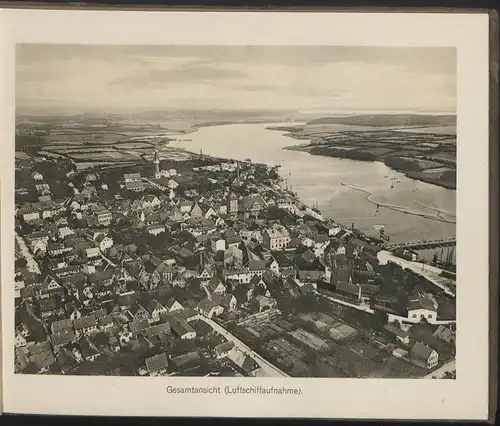 Fotoalbum 20 Lichtdrucke, Ansicht Kappeln / Schlei, Windmühle, Aufnahme aus einem Luftschiff, Wasserturm, Hafen u.a.