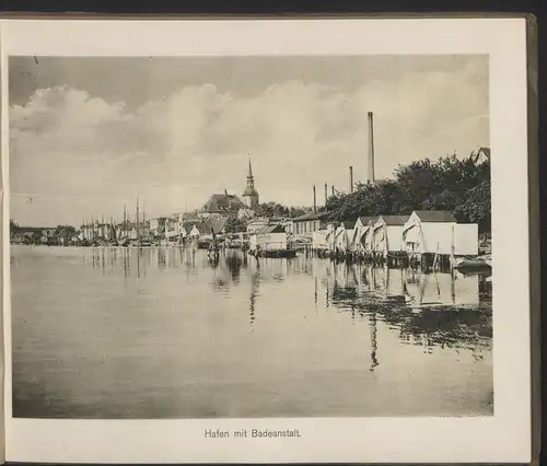 Fotoalbum 20 Lichtdrucke, Ansicht Kappeln / Schlei, Windmühle, Aufnahme aus einem Luftschiff, Wasserturm, Hafen u.a.