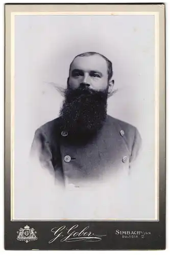 Fotografie G. Gober, Simbach a. Inn, Jäger in Uniform mit Vollbart