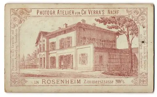 Fotografie Ch. Verra`s Nachf., Rosenheim, Zimmerstr. 209, Ansicht Rosenheim, Blick auf das Atelier mit