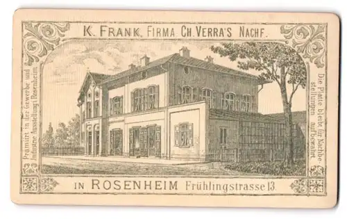 Fotografie K. Frank, Rosenheim, Frühlingstr. 13, Ansicht Rosenheim, das Ateliersgebäude des Fotografen