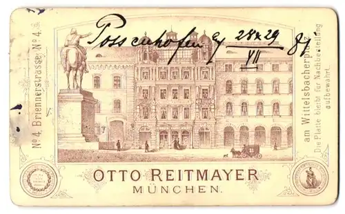 Fotografie Otto Reitmayer, München, Briennerstr. 4, Ansicht München, Blick auf das Ateliershaus des Fotografen, 1881