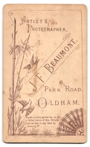 Fotografie J. F. Beaumont, Oldham, 6, Park Road, Bürgerliche Dame mit Kind auf dem Schoss