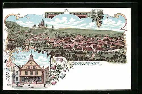 Lithographie Kappelrodeck, Blick auf das Geschäft August Roth