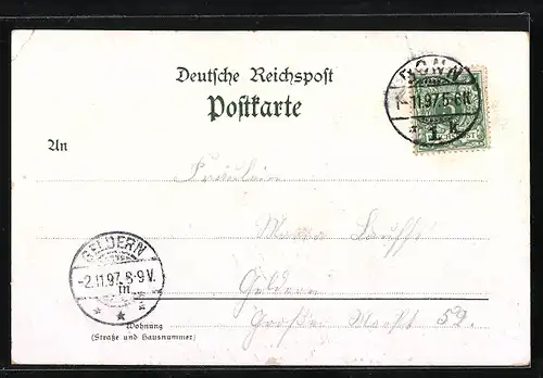 Lithographie Bonn, Marktplatz, Kaiserplatz, Ortsansicht