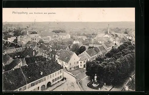 AK Philippsburg, Ortsansicht vom Kirchturm aus
