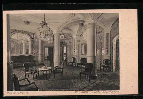 AK München, Majolika-Saal im Preysing-Palais-Restaurant, Residenzstrasse 27