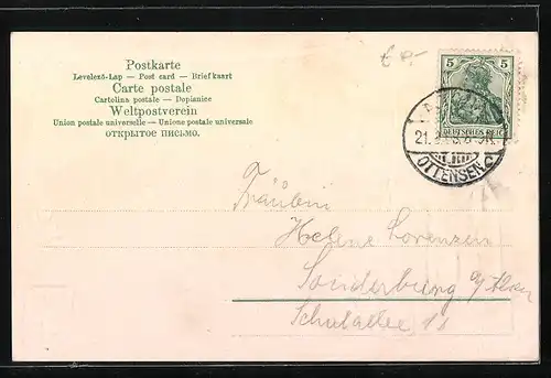 Lithographie Bremen, Börse, Roland, Wappen