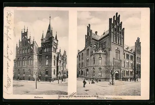 AK Bremen, Rathaus, Höhere Mädchenschule