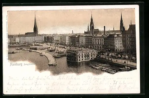 Lithographie Hamburg-Neustadt, Blick auf den Jungfernstieg