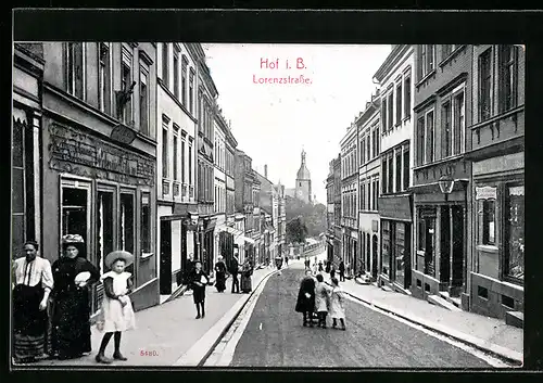 AK Hof i. B., Blick in die Lorenzstrasse