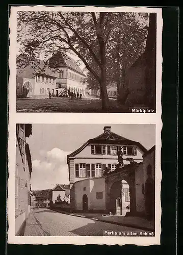 AK Dirmstein i. Pfalz, Marktplatz, Partie am alten Schloss