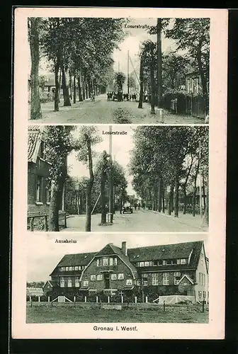 AK Gronau i. W., Annaheim und Lossestrasse