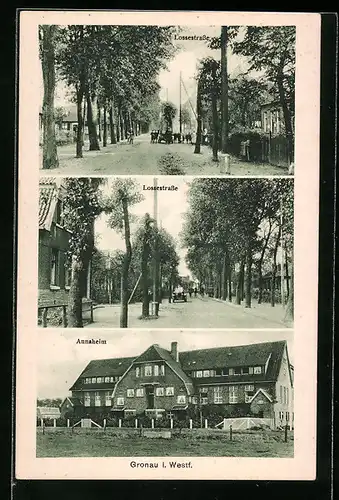 AK Gronau i. W., Annaheim und Lossestrasse