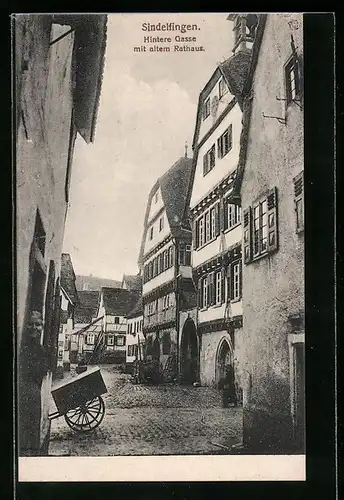 AK Sindelfingen, Hintere Gasse mit altem Rathaus