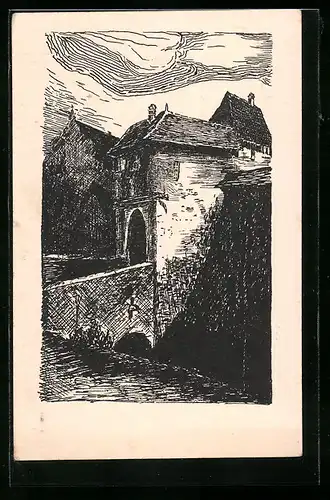 Künstler-AK Iphofen, Mainbernheimer Tor