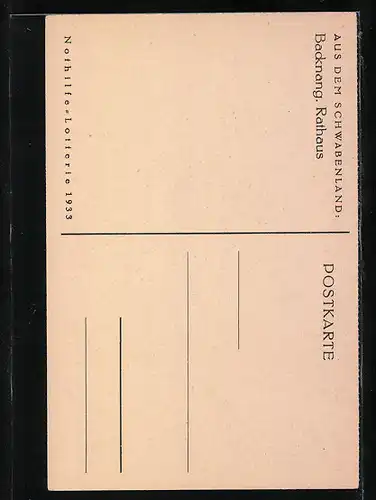 AK Backnang, Strassenpartie mit Rathaus