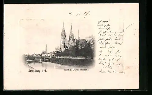 Präge-AK Strassburg i. E., Evangelische Garnisonkirche