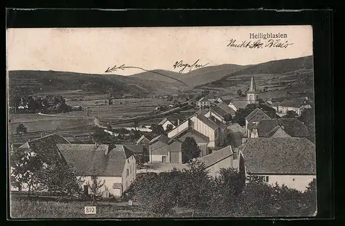 AK Heiligblasien, Ortsansicht vom Hügel aus