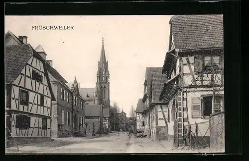 AK Fröschweiler, Strassenpartie mit Kirche