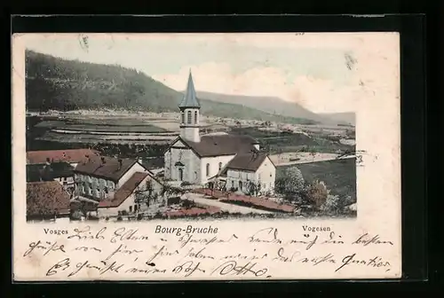 AK Bourg-Bruche /Vosges, Ortspartie mit Kirche