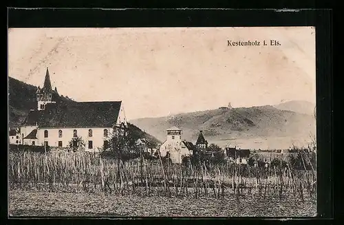 AK Kestenholz i. Els., Ortspartie mit Kirche