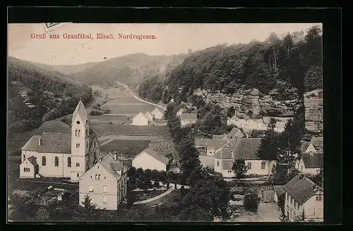 AK Graufthal /Elsass /Nordvogesen, Ortspartie mit Kirche