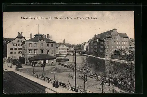 AK Strassburg i. Els. Finkweiler mit Feuerwehrhaus