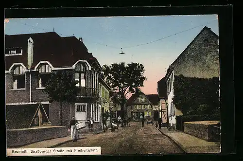 AK Brumath, Strassburger Strasse mit Freiheitsplatz