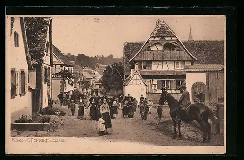 AK Ettendorf /Elsass, Marktplatz im Dorfkern