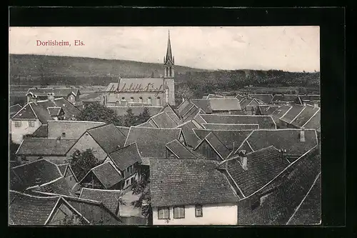 AK Dorlisheim /Els., Teilansicht mit Kirche