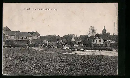 AK Dettweiler i. Els., Ortspartie mit Kirche